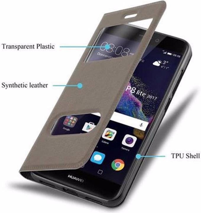 Actual product image Cadorabo Book with View double window cover (Huawei P8 Lite (2017))
