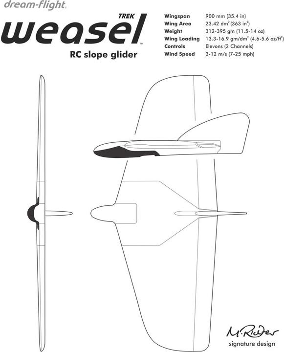 Actual product image Dream-Flight Weasel Trek Arg Epo Moulded Foam Glider (Glider)