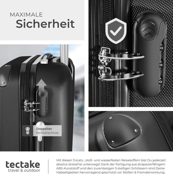 Produktbild tectake Hartschalenkofferset (95 l, M (50 - 90l), L (90 - 115l))