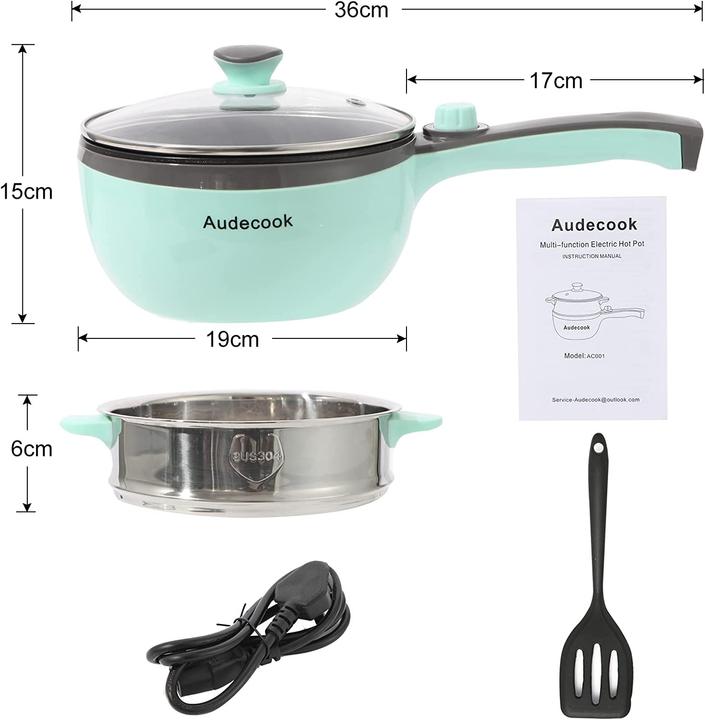 Image du produit Audecook Hot Pot avec cuiseur vapeur, Vert