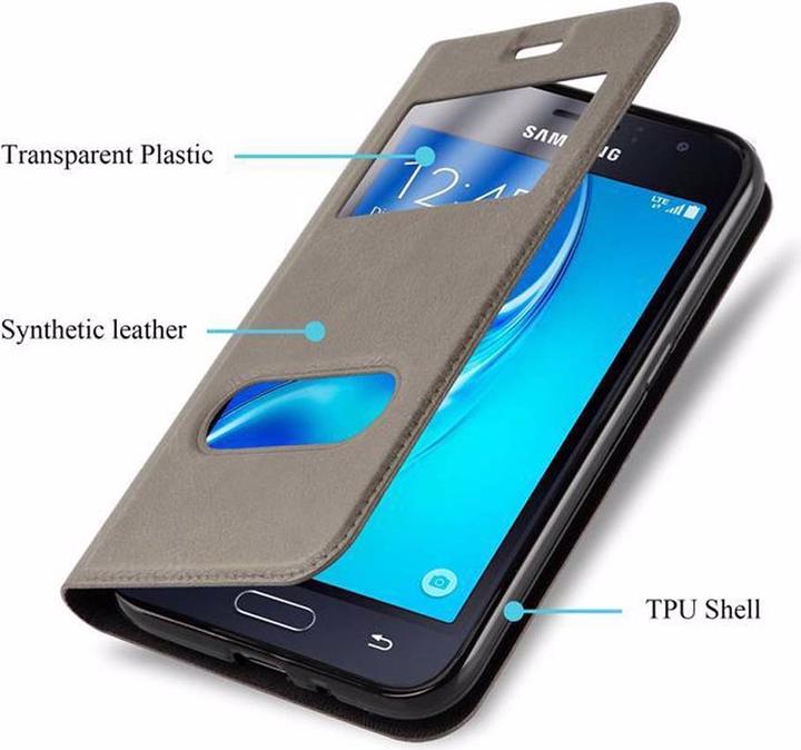 Actual product image Cadorabo Book with View double window cover (Samsung Galaxy J1)