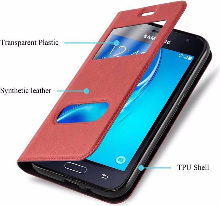 Actual product image Cadorabo Book with View double window cover (Samsung Galaxy J1)