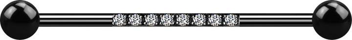 Immagine prodotto Star Piercing Barbell schwarz mit zwei Kugeln acht Kristalle silber (senza ottone, Acciaio chirurgico 316L)