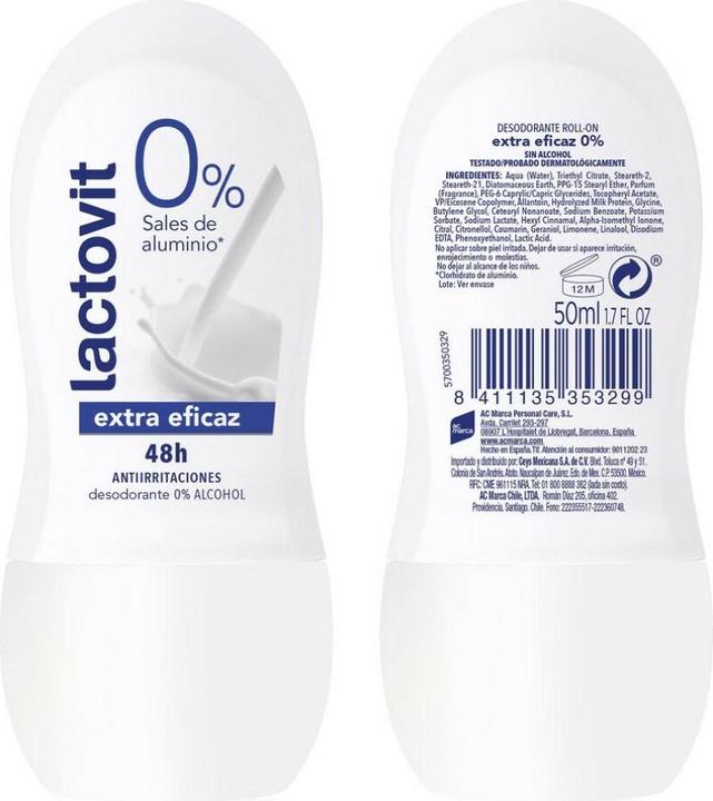 Produktbild Lactovit ORIGINAL 0% deo roll-on 50 ml (Roll-on, 50 ml)