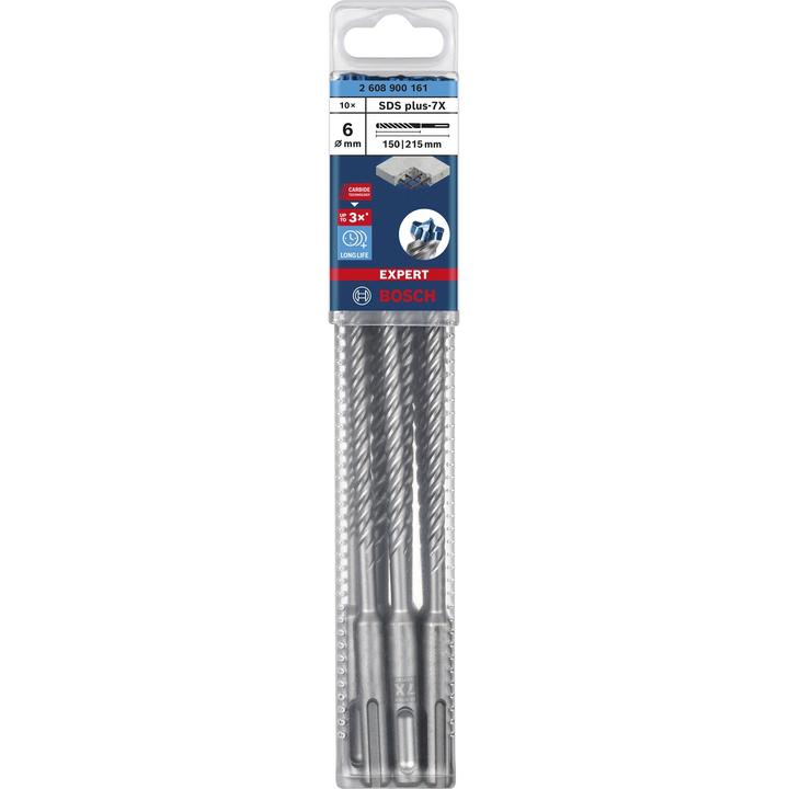 Immagine prodotto Bosch Professional Zubehör Punte per martello EXPERT SDS plus-7X, 6 x 200 x 265 mm, 10 pezzi. (6,00 mm)