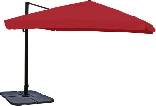 Actual product image Swisshandel24 Traffic light umbrella, parasol gastronomy 3x3m (Ø4,24m) polyester/aluminium 23kg, flap, bordeaux (3 m)