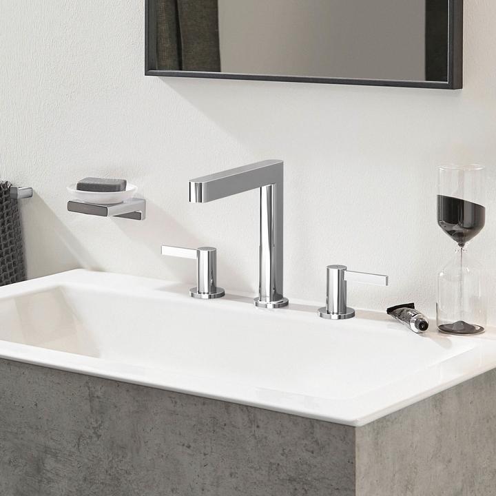 Produktbild hansgrohe HG 3-Loch-Waschtischarmatur FINORIS 160 m Push-Open Ablaufgarnitur 1 1/4Zoll chr