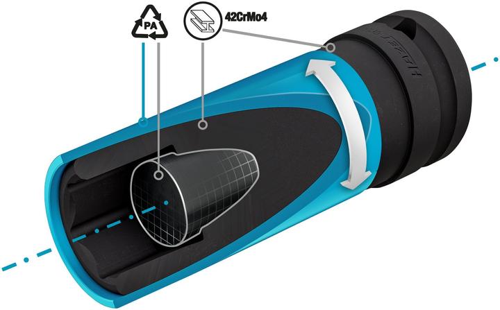 Produktbild HAZET Schlag-, Maschinenschrauber Steckschlüsseleinsatz ∙ Sechskant 903SLG-17 ∙ Vierkant12,5 mm (1/… (17 mm)