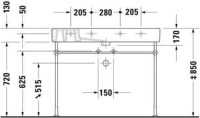 Actual product image Duravit Furniture washbasin VERO w ÜL HLB 1050x490mm 1 tap hole white WG (490 mm, 1050 mm)