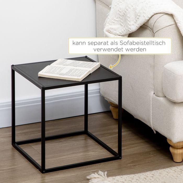 Actual product image Swisshandel24 Side table, coffee table, coffee table, set of 2, modern design, steel frame, black, 40x40x40cm