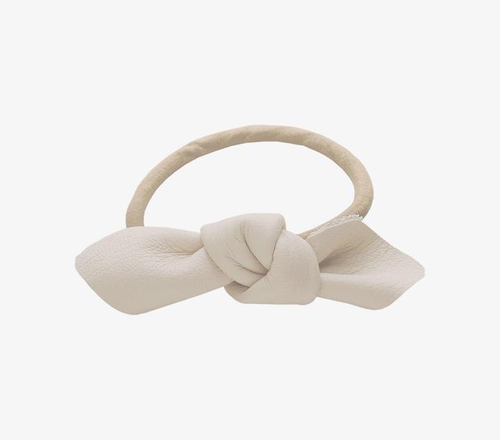 Actual product image Corinne World - Leather Bow Small Hair Tie Cream (Hair tie)