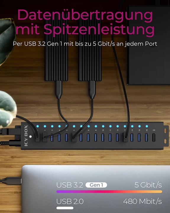 Immagine prodotto Icy Box IB-HUB1717-U3 (USB-C, 17 Porti)
