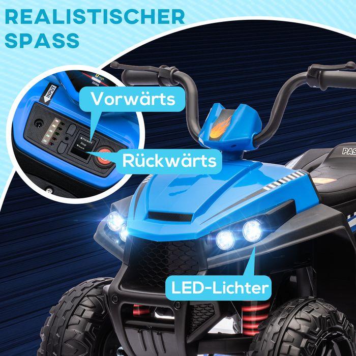Produktbild Swisshandel24 Elektro Quad für Kinder 12V Kinderquad mit 4-Rad-Federung, MP3, 3-5 Jahre, 5 km/h, blau (12 V)
