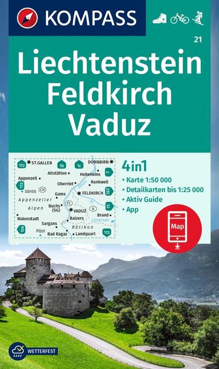 Immagine prodotto Mappa escursionistica KOMPASS 21 Liechtenstein, F