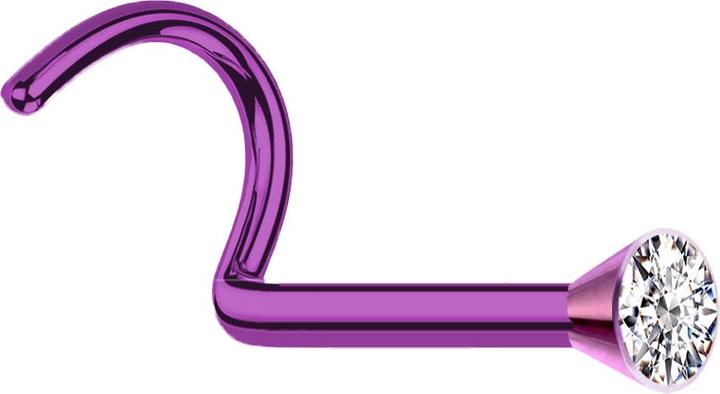 Produktbild Star Piercing Nasenstecker gebogen violett mit Kristall silber (ohne Messing, Titan G23)