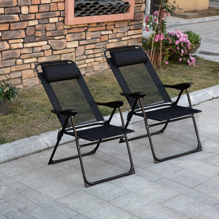 Image du produit Outsunny Kit chaise pliante avec coussin de nuque et dossier réglable