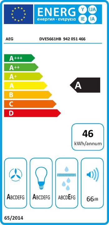 Energy Label AEG DVE 5661 HB Wall-mounted cooker head-free (Wall hood)