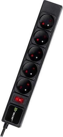 Actual product image Tracer PowerGear 3.0 m Black 5 sockets (5 x, CEE 7/5, 1.50 m)