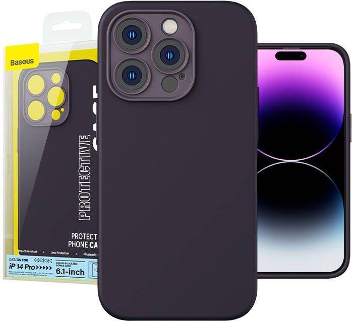 Baseus Etui en gel de silice liquide pour iPhone 14 Pro (Elderberry)+ verre trempé + kit de nettoyage (Apple iPhone 14 Pro)