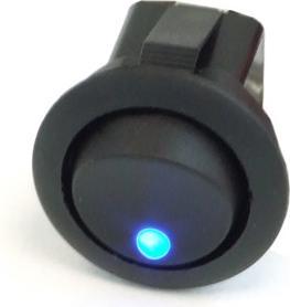 Actual product image Phobya Rocker switch round LED blue 1-pole ON/OFF black (3pin)