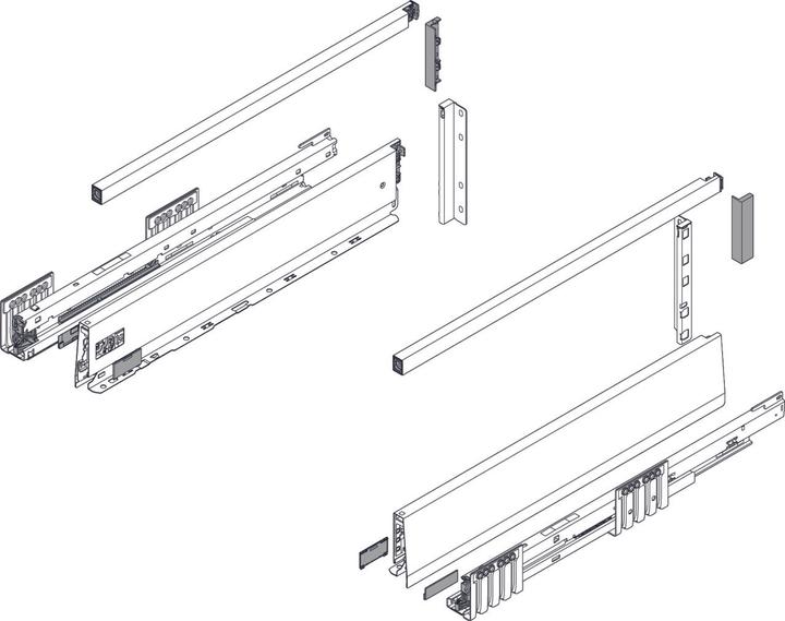 Blum Frontlade complete set Merivobox M/E, voor afvaltoepassingen