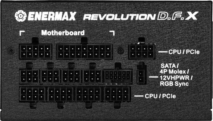 Actual product image Enermax Revolution D.F. X ARGB ATX3.0 PCI-e 5.0 PC Power Supply 850W 80Plus Gold Full Modular 2X 12VHPWR (850 W)
