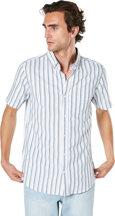 Actual product image Universal Textiles Mens Twin Stripe Oxford Short-Sleeved Shirt (M)