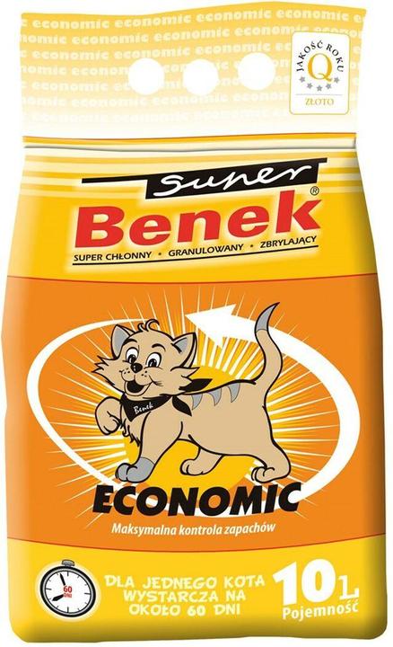 Actual product image Super Benek Kraikas for cats Economic Natural 10 l (Clumping, Neutralizing, Fast absorbing, 9.90 kg)