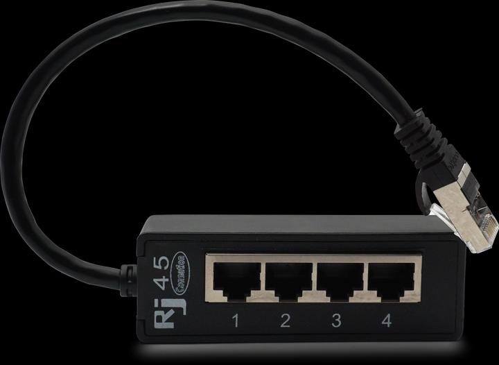 Immagine prodotto Apfelkiste 4-fach Ethernet LAN RJ45 Netzwerk Adapter Splitter Cat7 / Cat6 / Cat5 - Schwarz