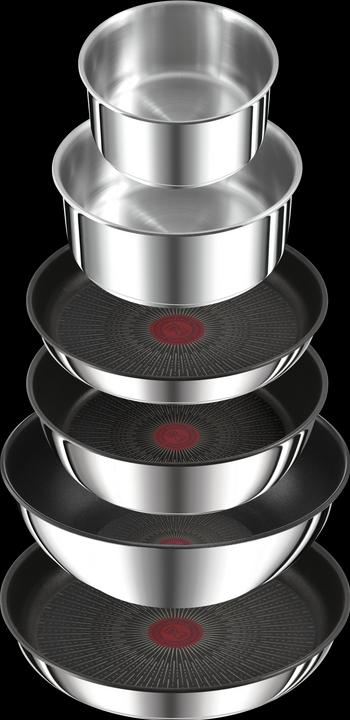 Actual product image Tefal Ingenio Preference On 13-piece set (24 cm, Pan set + pot set, Frying pan, Saucepan, Pot, Wok, Stainless steel)