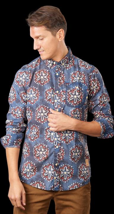 Scotch & Soda Washed Poplin Shirt Long Sleeve Blue