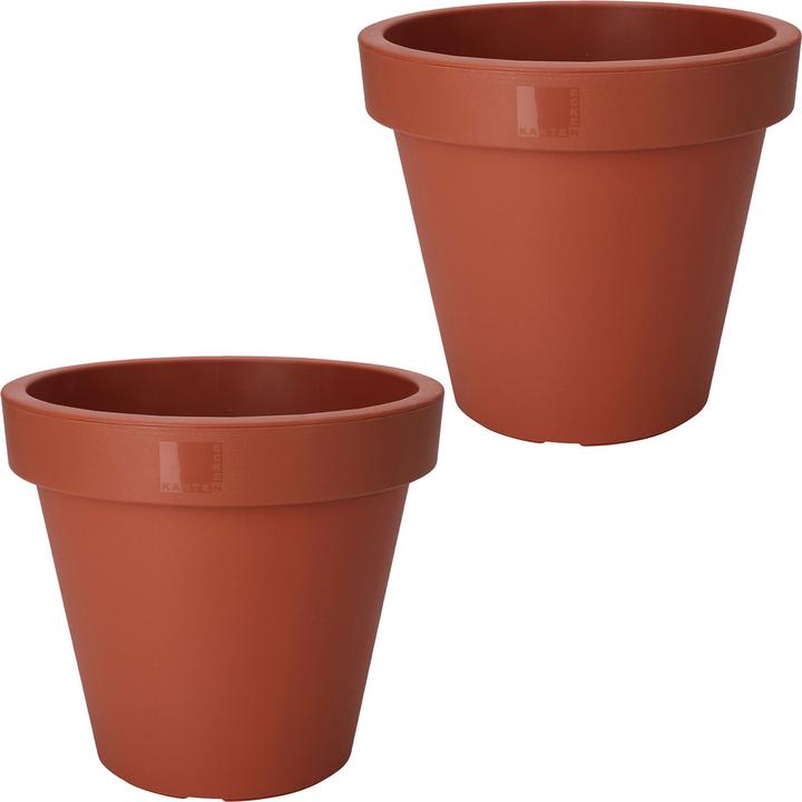 Actual product image ProGarden 2er-Set Blumentopf rund, terracotta, Pflanztopf aus 100% recyclebaren Kunststoff, Ø 25 cm