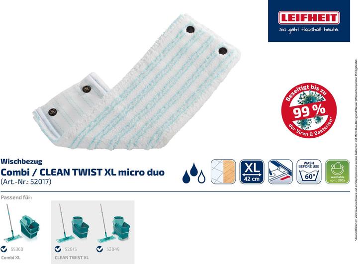 Actual product image Leifheit 2 pack Wiper cover CLEAN TWIST XL/Combi XL micro duo (2 pcs.)