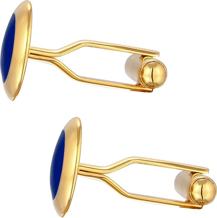 Image du produit Kuzzoi Bouton de manchette Basic Rond Classique Géo Émail Bleu 925 Argent (Argent sterling 925, Émail, Pas de pierres précieuses)
