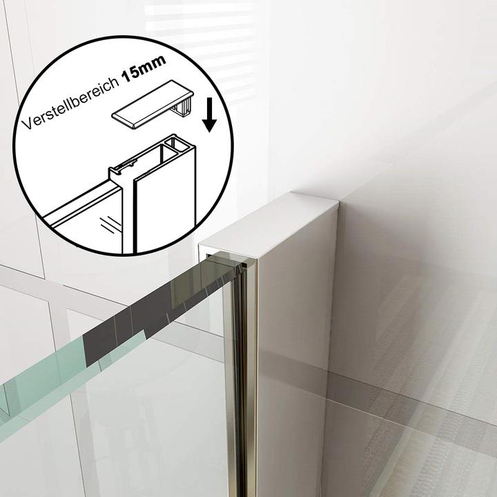 Image du produit SONNI 100x195 cm Walk in paroi de douche, NANO ESG 8 mm, paroi de douche en verre avec stabilisateur (100 cm, 120 cm, 195 cm)