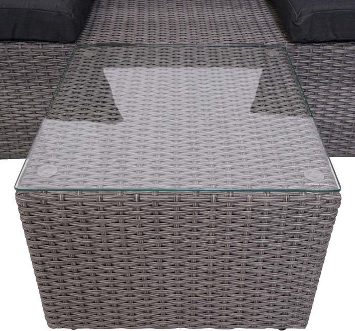 Actual product image Swisshandel24 3in1 Set, Garden/Lounge Set Sun Island, Spun Poly Semi-Round Poly Rattan - Grey, Cushions anthr