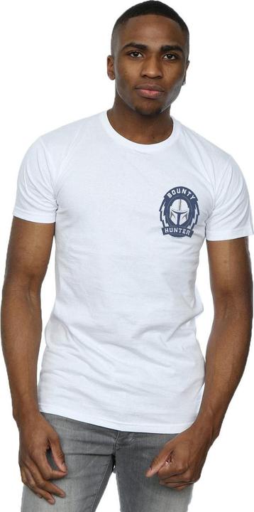 Actual product image Star Wars Mens The Mandalorian Bounty Hunter Badge Breast Print T-Shirt (M)