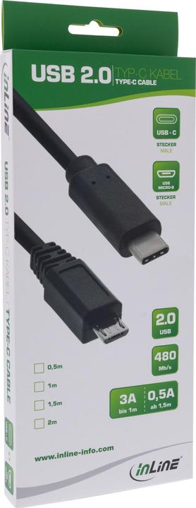 Produktbild InLine USB 2.0 Kabel (0.50 m, USB 2.0)