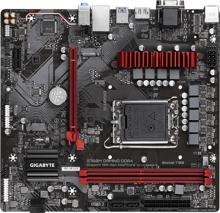 Actual product image Gigabyte MB GBT Intel 1700 B760M GAMING DDR4 (LGA 1700, Intel B760 Express, mATX)