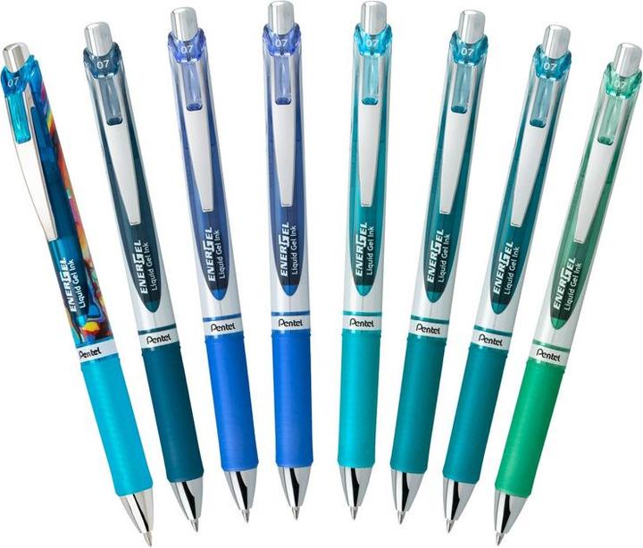 Immagine prodotto Pentel EnerGel (Blu notte, Blu, Turchese scuro, Ciano, Verde acqua, 8 x)