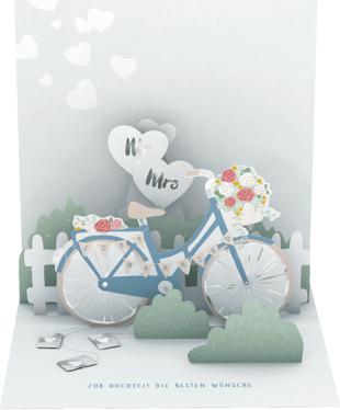 Immagine prodotto Biglietto pop-up - Bicicletta da matrimonio (1 pz.)