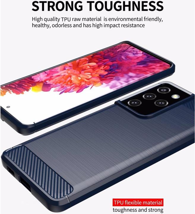 Image du produit Cadorabo TPU Ultra Slim carbon edelstahl Combi Cover (Samsung Galaxy S21 Ultra)