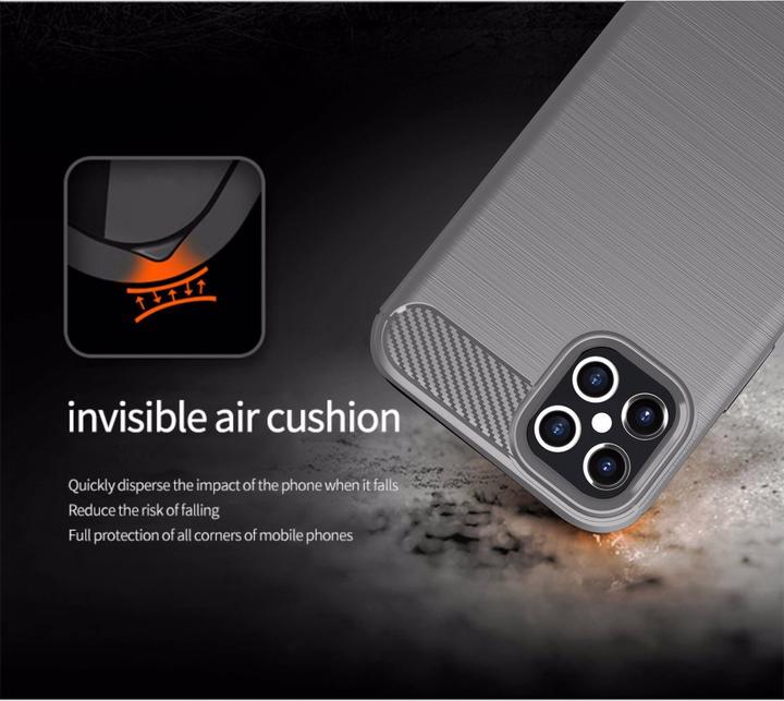 Actual product image Cadorabo TPU Ultra Slim carbon stainless steel Combi Cover (Apple iPhone 12, Realme 12 Pro+)