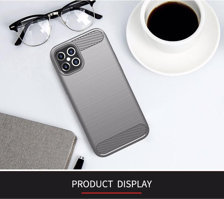 Actual product image Cadorabo TPU Ultra Slim carbon stainless steel Combi Cover (Apple iPhone 12, Realme 12 Pro+)