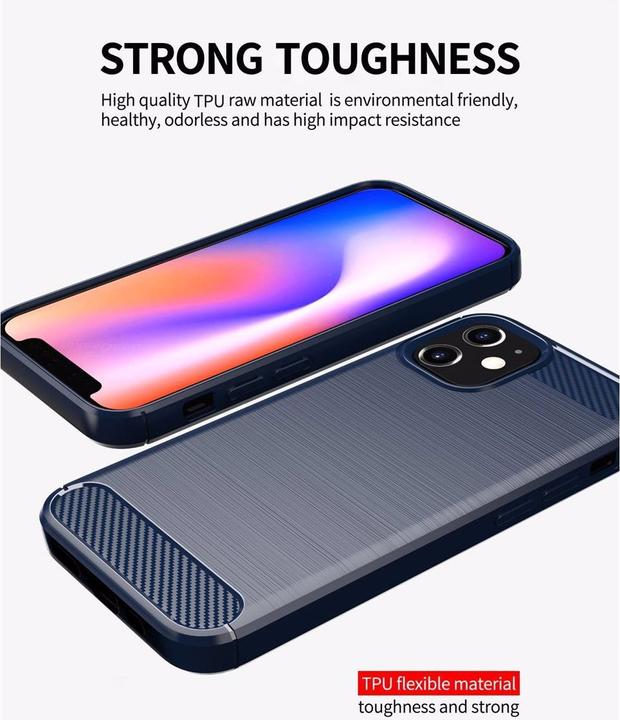 Actual product image Cadorabo TPU Ultra Slim carbon stainless steel Combi Cover (Apple iPhone 12 mini)