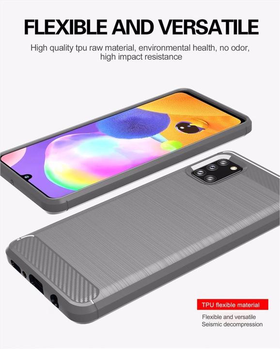 Image du produit Cadorabo TPU Ultra Slim carbon edelstahl Combi Cover (Samsung Galaxy A31)