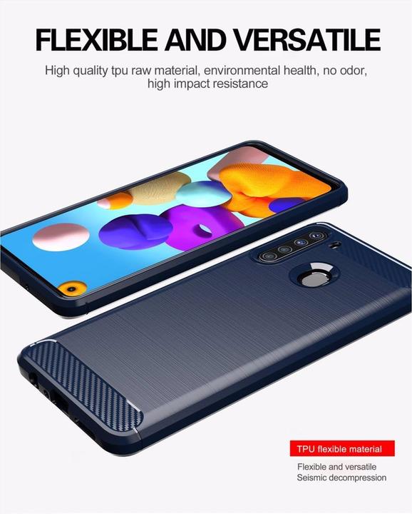 Image du produit Cadorabo TPU Ultra Slim carbon edelstahl Combi Cover (Samsung Galaxy A21)