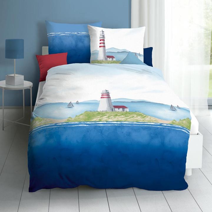 Produktbild Kaeppel Seersucker Bettwäsche Lighthouse marine (Bettwäsche Set, 135x200 cm + 80x80 cm)
