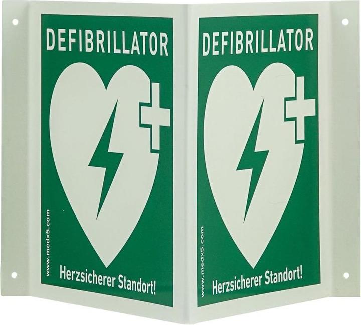 Image du produit MedX5 Panneau AED Défibrillateur Emplacement Panneau d'angle (Accessoires pour trousse de secours)