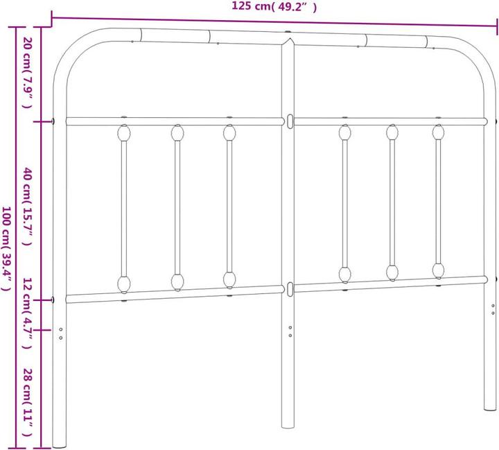 Produktbild VidaXL Kopfteil Metall Weiss 120 cm, Farbe: Weiss, Material (125 x 3 x 100 cm)